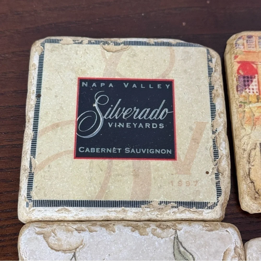 Art & Stone Tumbled Marble Coasters Tile  4 piece Set High Fashion Home Decor